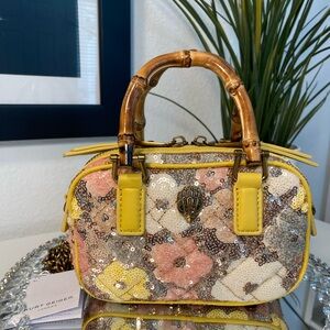 NWT Kurt Geiger XS Bamboo Handle Sequin Floral Satchel